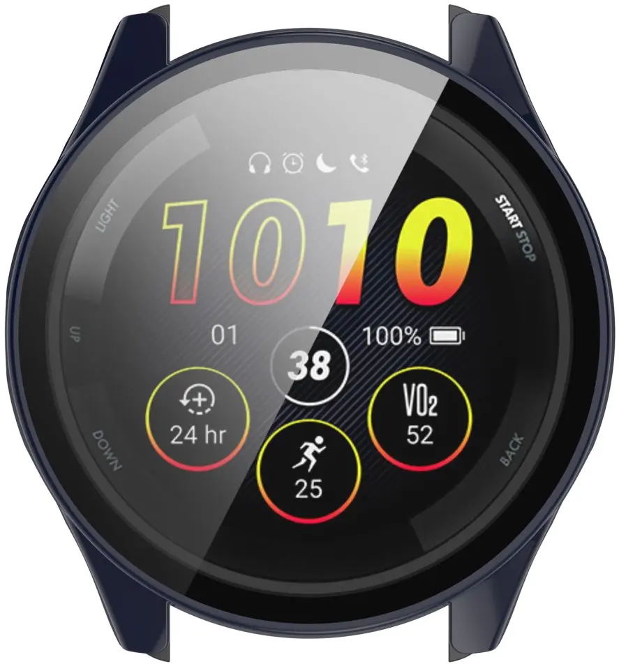 Garmin Forerunner 165 Hoesje - Bumper Case Hard Plastic Tempered Glass - Blauw afbeelding 5