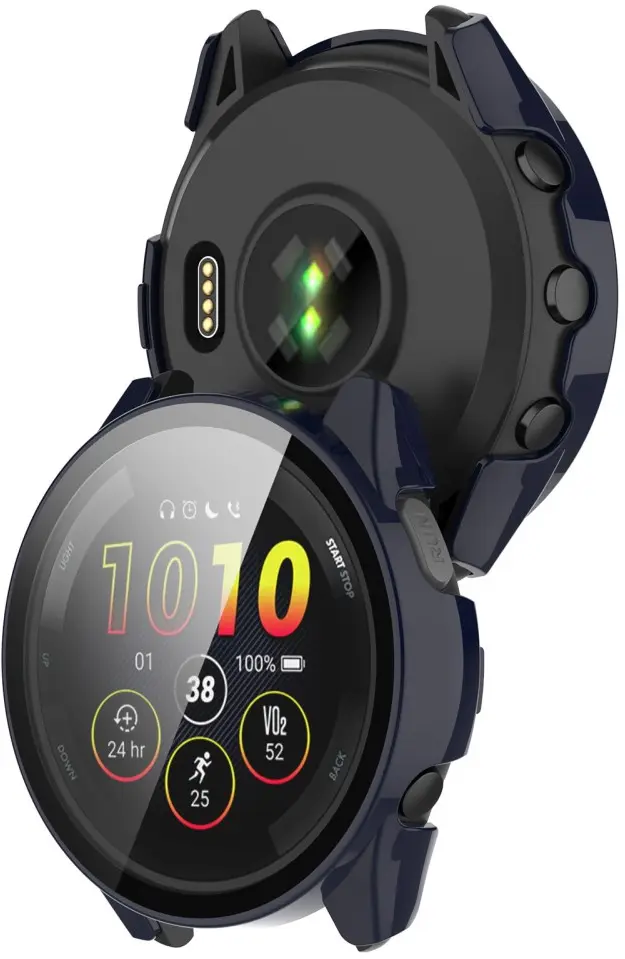 Garmin Forerunner 165 Hoesje - Bumper Case Hard Plastic Tempered Glass - Blauw afbeelding 7