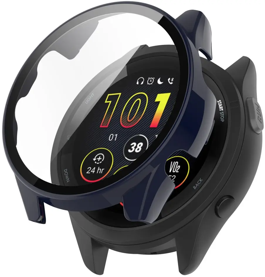 Garmin Forerunner 165 Hoesje - Bumper Case Hard Plastic Tempered Glass - Blauw afbeelding 1