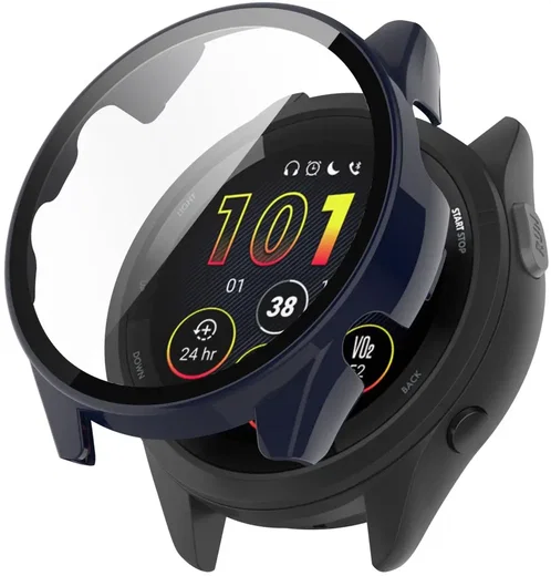 Garmin Forerunner 165 Hoesje - Bumper Case Hard Plastic Tempered Glass - Blauw afbeelding 1