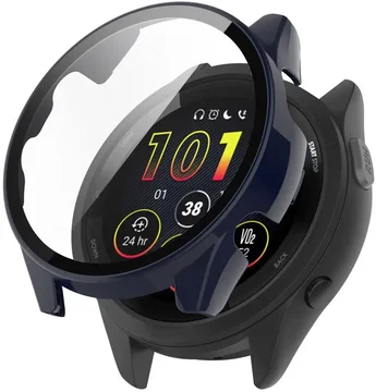 Garmin Forerunner 165 Hoesje - Bumper Case Hard Plastic Tempered Glass - Blauw