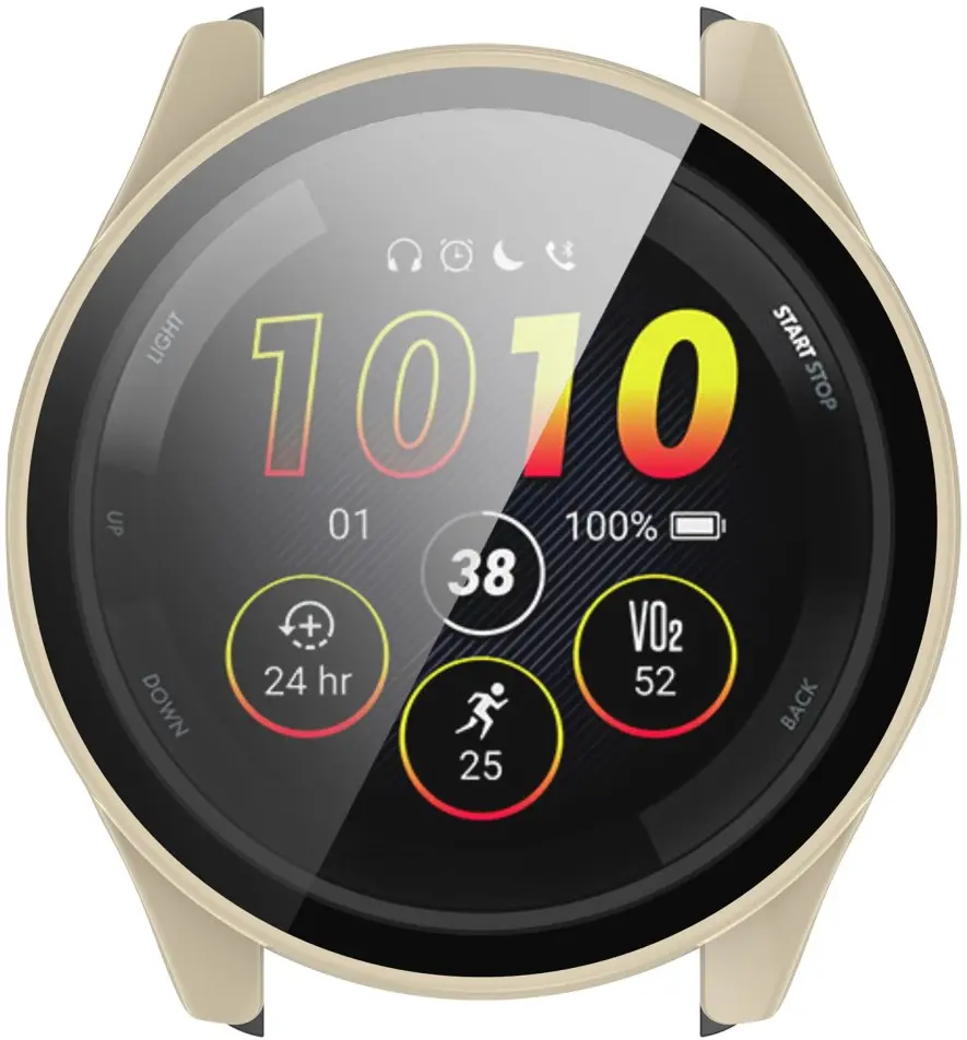 Garmin Forerunner 165 Hoesje - Bumper Case Hard Plastic Tempered Glass - Beige afbeelding 5