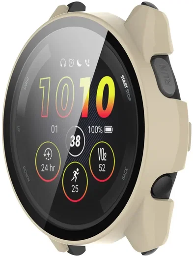 Garmin Forerunner 165 Hoesje - Bumper Case Hard Plastic Tempered Glass - Beige afbeelding 2