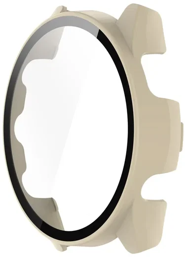 Garmin Forerunner 165 Hoesje - Bumper Case Hard Plastic Tempered Glass - Beige afbeelding 3
