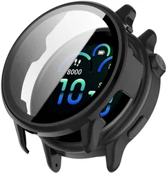 Garmin Vivoactive 6 Hoesje - Bumper Case Hard Plastic met Tempered Glass - Zwart afbeelding