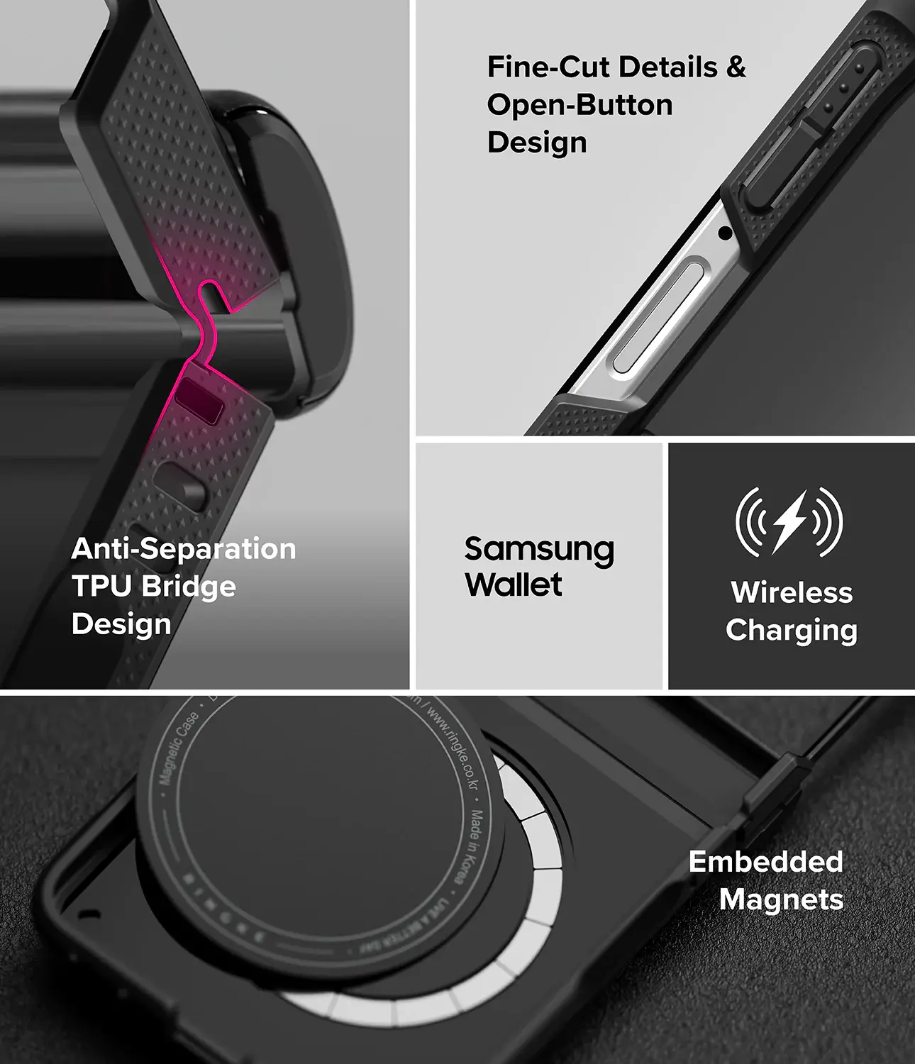 Ringke Onyx Flap Magnetic Samsung galaxy Z Flip 8 Hoesje MagSafe Zwart afbeelding 15