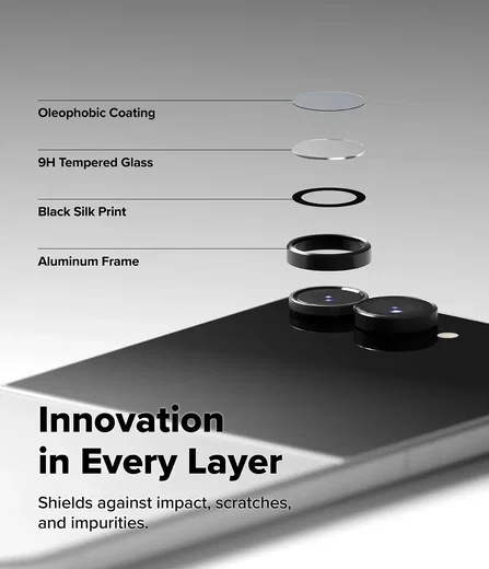 Ringke Frame Glass Samsung Galaxy Z Flip 8 Camera Protector Zwart 2-Pack afbeelding 7