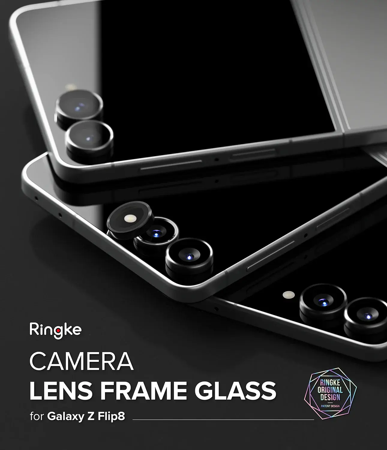 Ringke Frame Glass Samsung Galaxy Z Flip 8 Camera Protector Zwart 2-Pack afbeelding 8