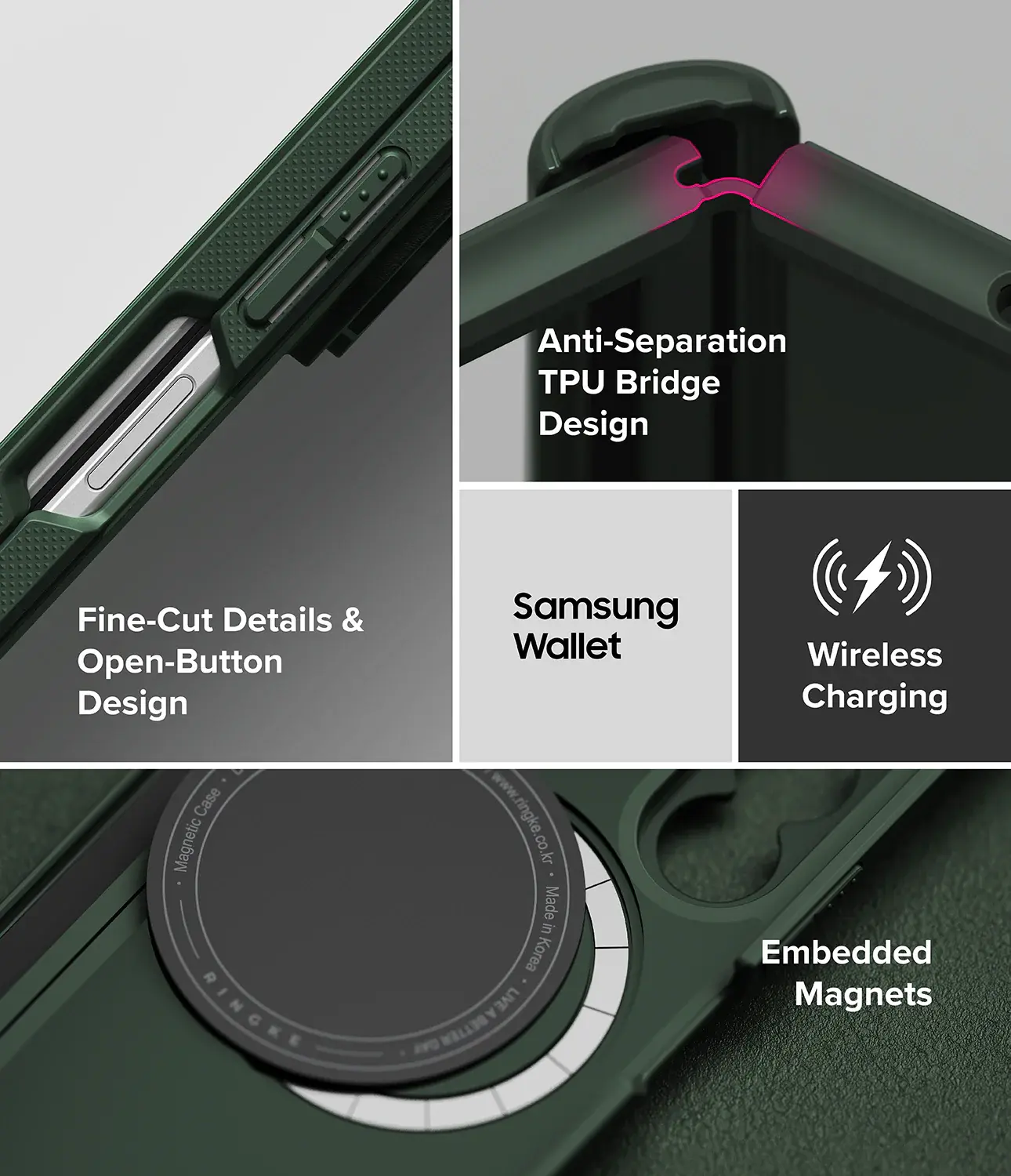 Ringke Onyx Magnetic Samsung Galaxy Z Fold 8 Ultra Hoesje MagSafe Donker Groen afbeelding 16