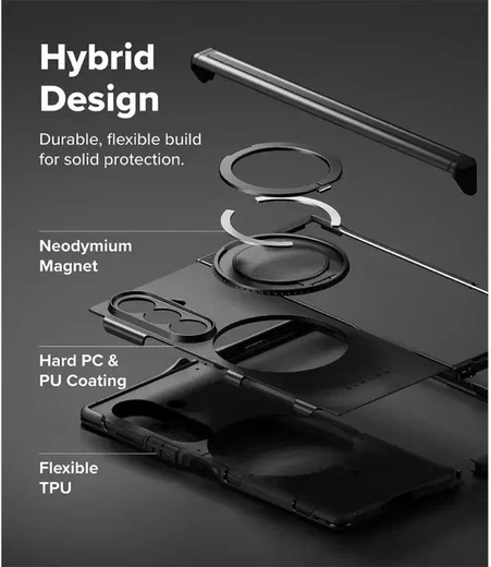 Ringke Alles Samsung Galaxy Z Fold 8 Ultra Hoesje 360° MagSafe Standaard Zwart afbeelding 4