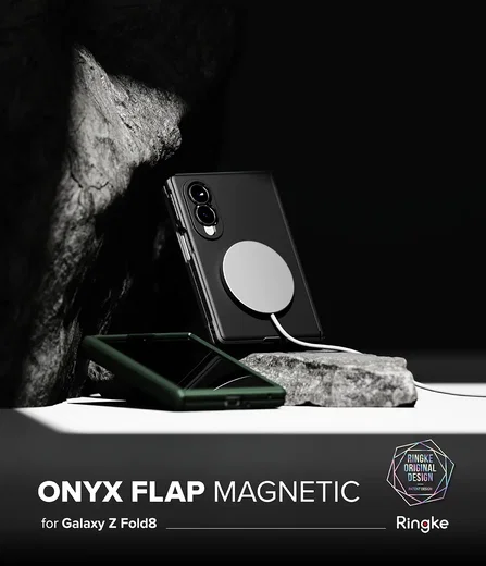 Ringke Onyx Flap Magnetic Samsung Galaxy Z Fold 8 Hoesje MagSafe Zwart afbeelding 2