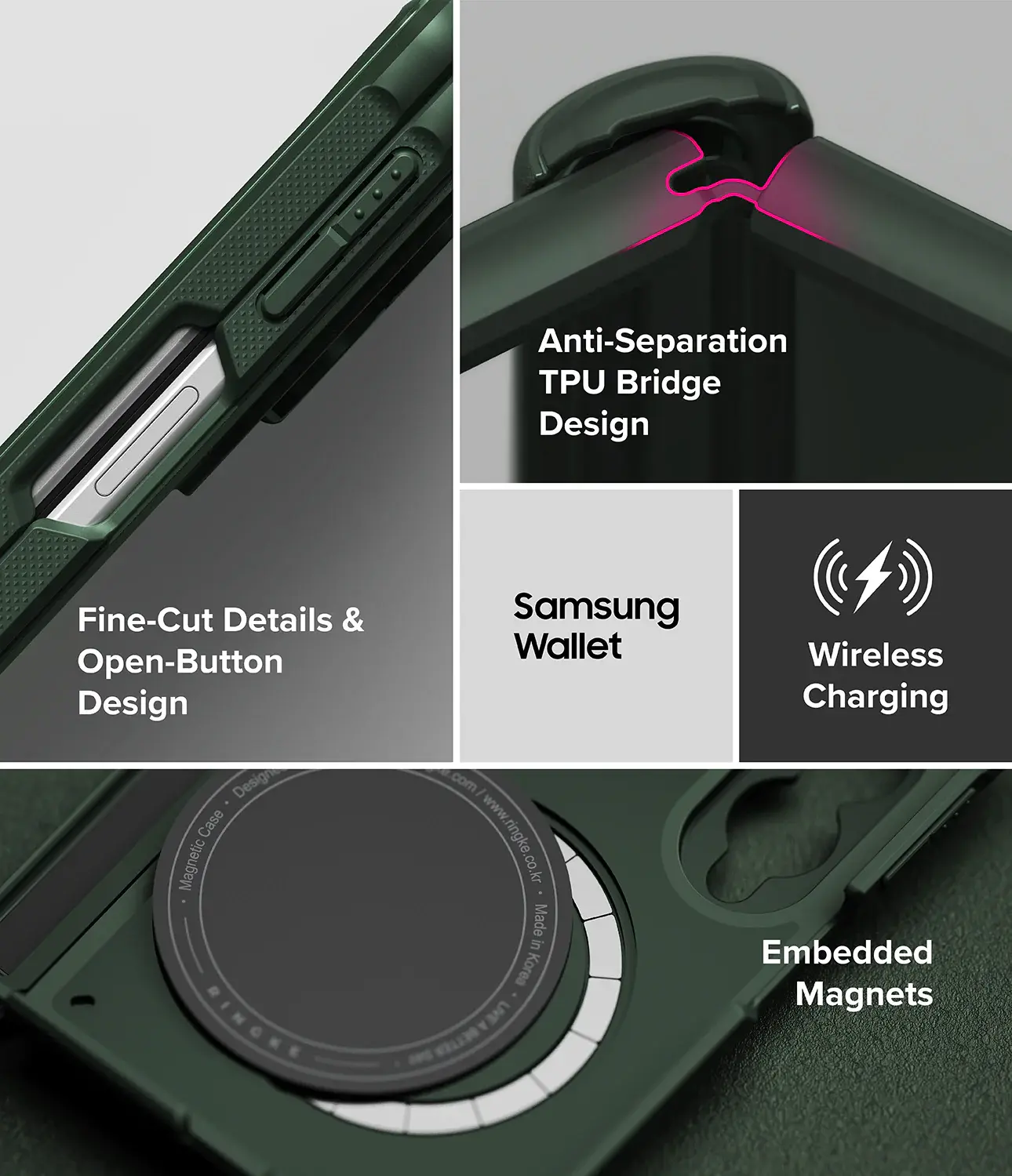 Ringke Onyx Flap Magnetic Samsung Galaxy Z Fold 8 Ultra Hoesje MagSafe Groen afbeelding 18