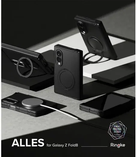 Ringke Alles Samsung Galaxy Z Fold 8 Hoesje 360° MagSafe Standaard Zwart afbeelding 17