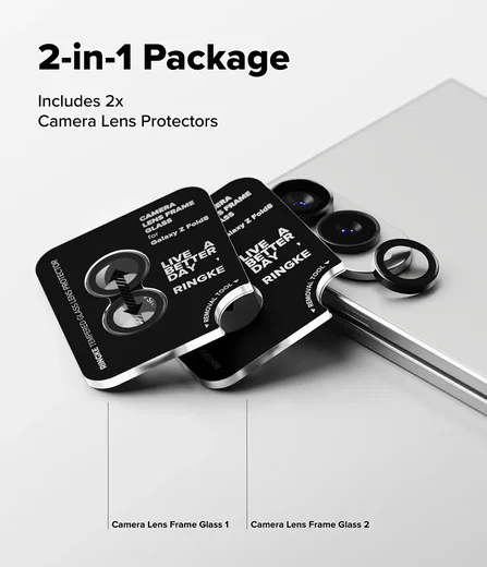 Ringke Frame Glass Samsung Galaxy Z Fold 8 Camera Protector Zwart 2-Pack afbeelding 4