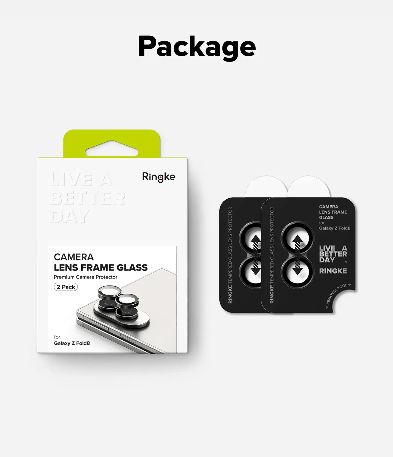 Ringke Frame Glass Samsung Galaxy Z Fold 8 Camera Protector Zwart 2-Pack afbeelding 14