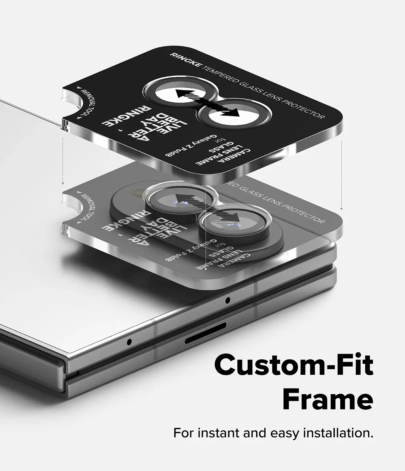 Ringke Frame Glass Samsung Galaxy Z Fold 8 Camera Protector Zwart 2-Pack afbeelding 3