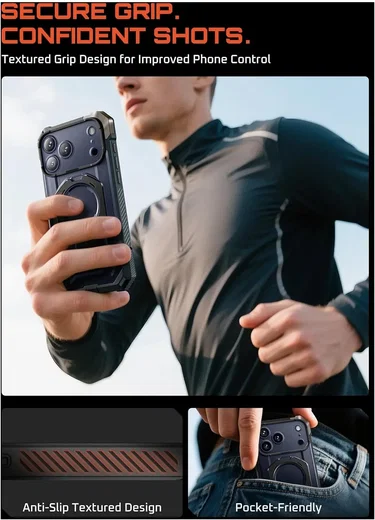 SUPCASE UB Grip Apple iPhone 18 Pro Hoesje MagSafe Kickstand Zwart afbeelding 7