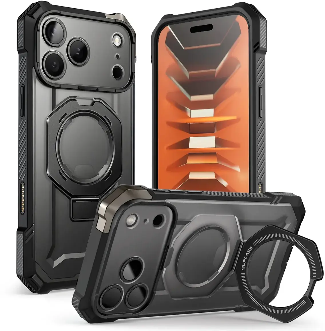 SUPCASE UB Grip Apple iPhone 18 Pro / 17 Pro Hoesje MagSafe Kickstand Zwart afbeelding 1