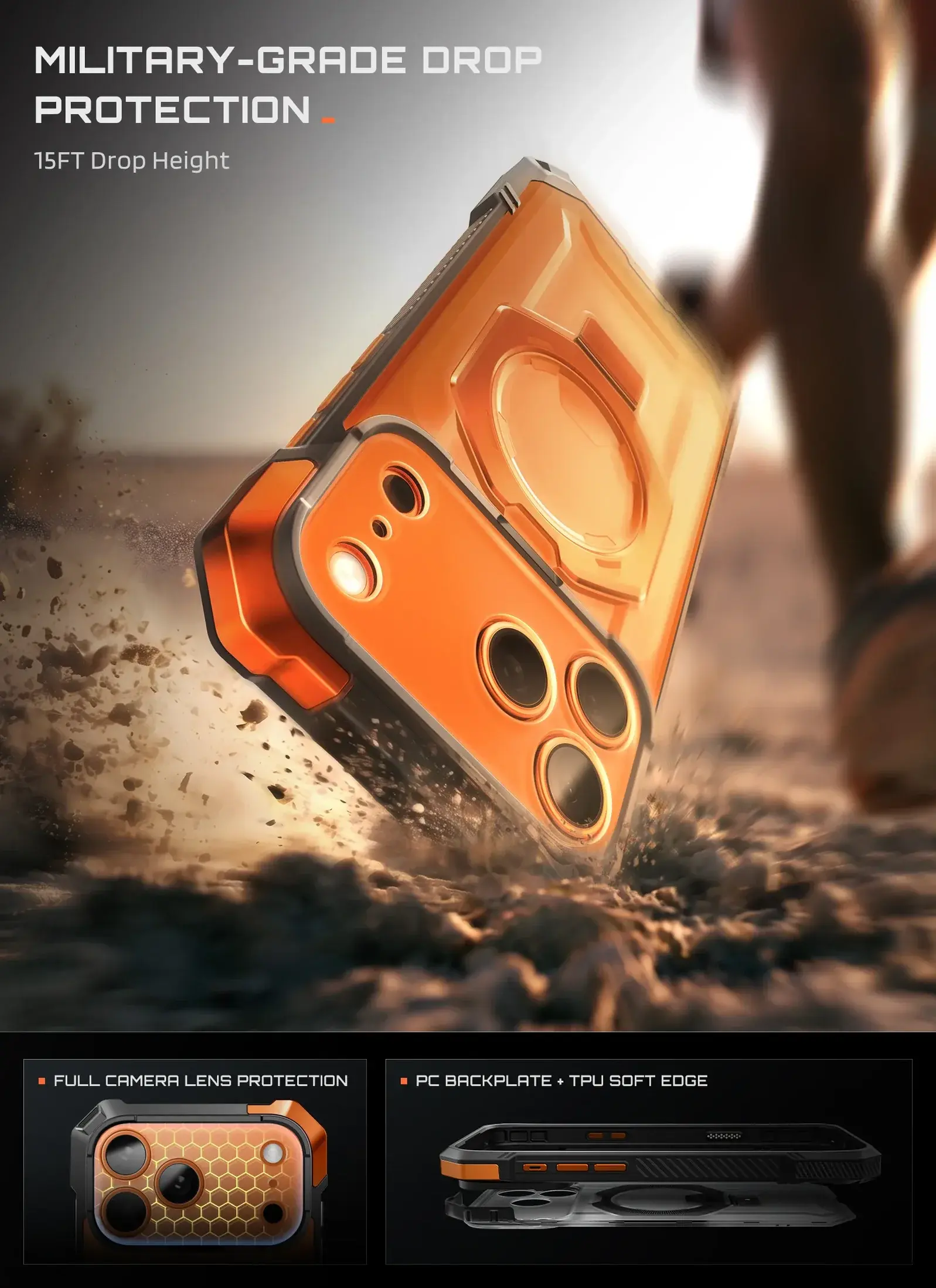 SUPCASE UB Grip Apple iPhone 18 Pro / 17 Pro Hoesje MagSafe Kickstand Oranje afbeelding 2