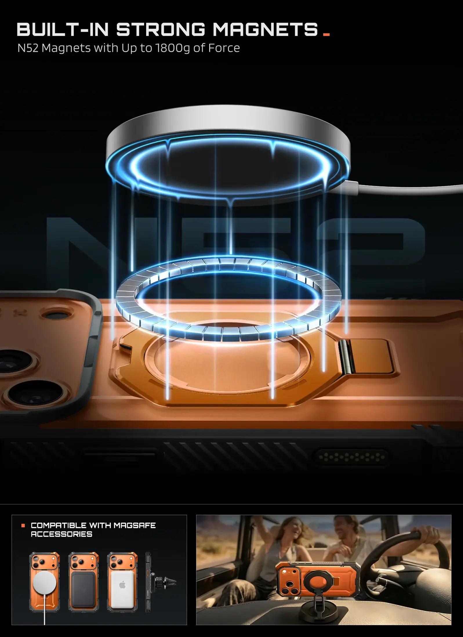 SUPCASE UB Grip Apple iPhone 18 Pro / 17 Pro Hoesje MagSafe Kickstand Oranje afbeelding 4