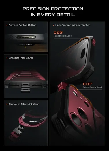 SUPCASE UB Grip Apple iPhone 18 Pro / 17 Pro Hoesje MagSafe Kickstand Burgundy afbeelding 7