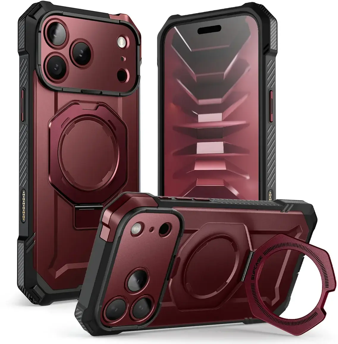 SUPCASE UB Grip Apple iPhone 18 Pro / 17 Pro Hoesje MagSafe Kickstand Burgundy afbeelding 1