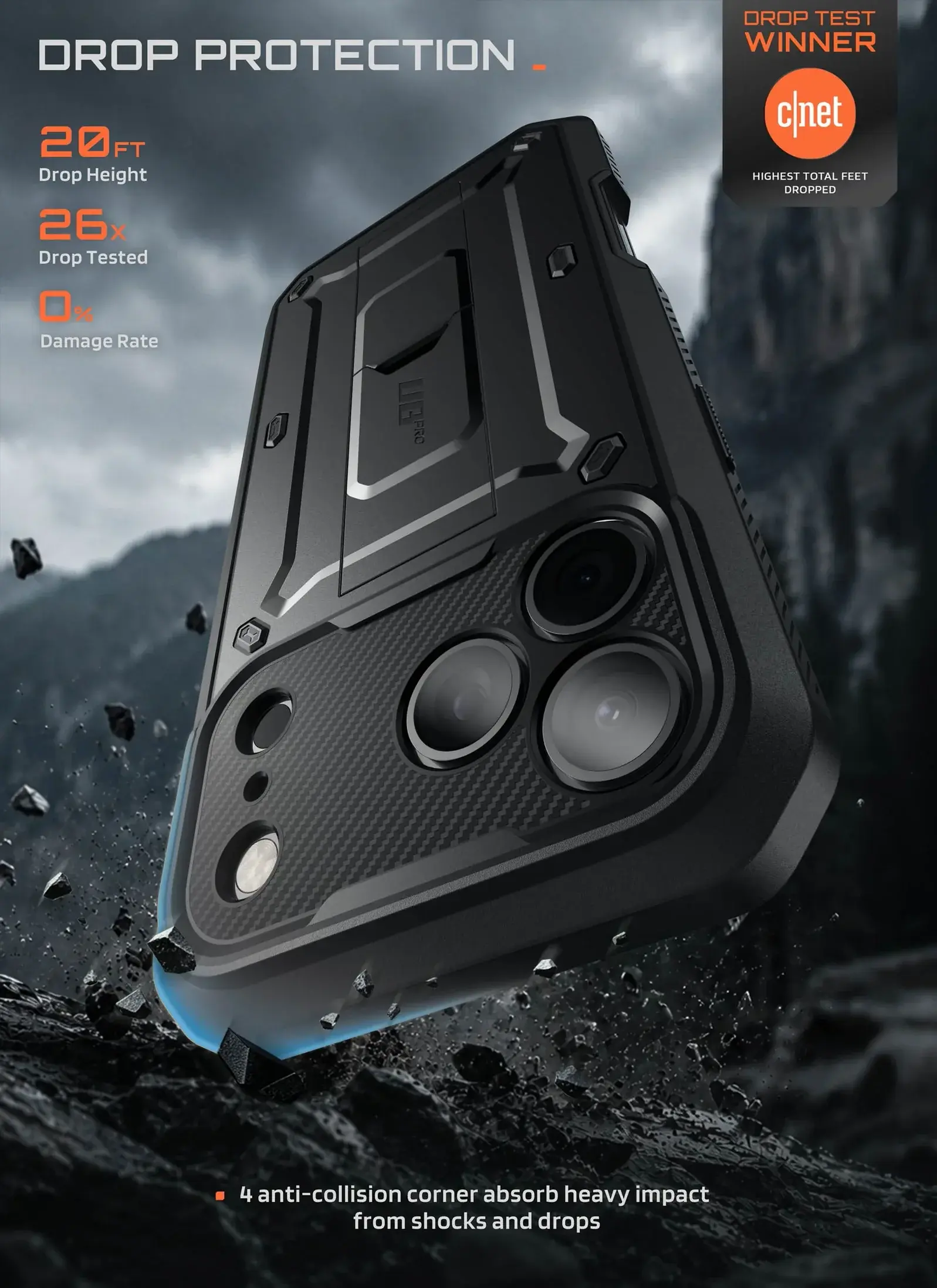 SUPCASE UB Pro iPhone 18 Pro / 17 Pro Hoesje Full Protect Kickstand Zwart afbeelding 2