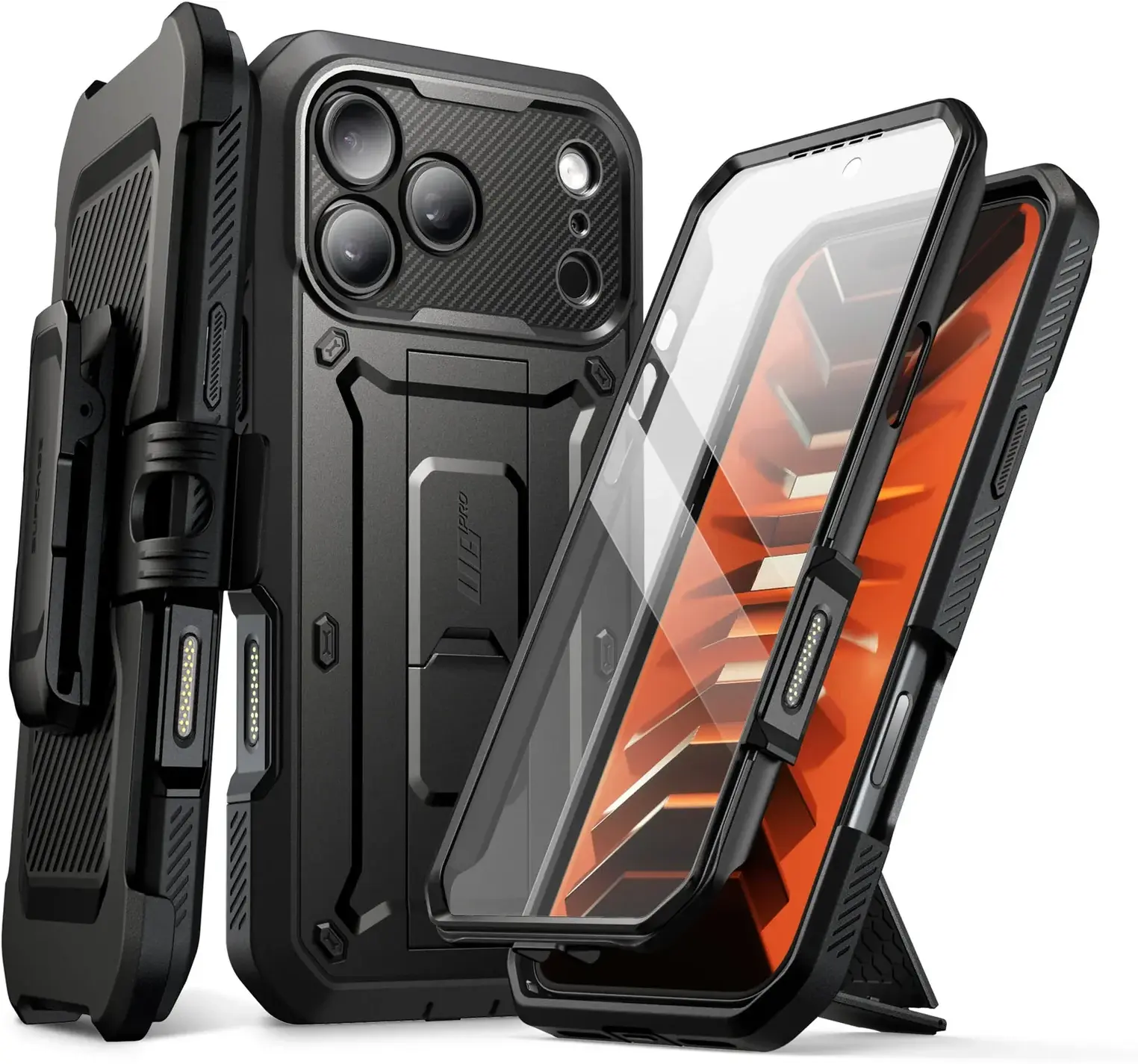 SUPCASE UB Pro iPhone 18 Pro / 17 Pro Hoesje Full Protect Kickstand Zwart afbeelding 1