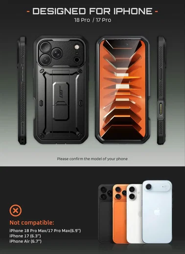 SUPCASE UB Pro iPhone 18 Pro / 17 Pro Hoesje Full Protect Kickstand Zwart afbeelding 5