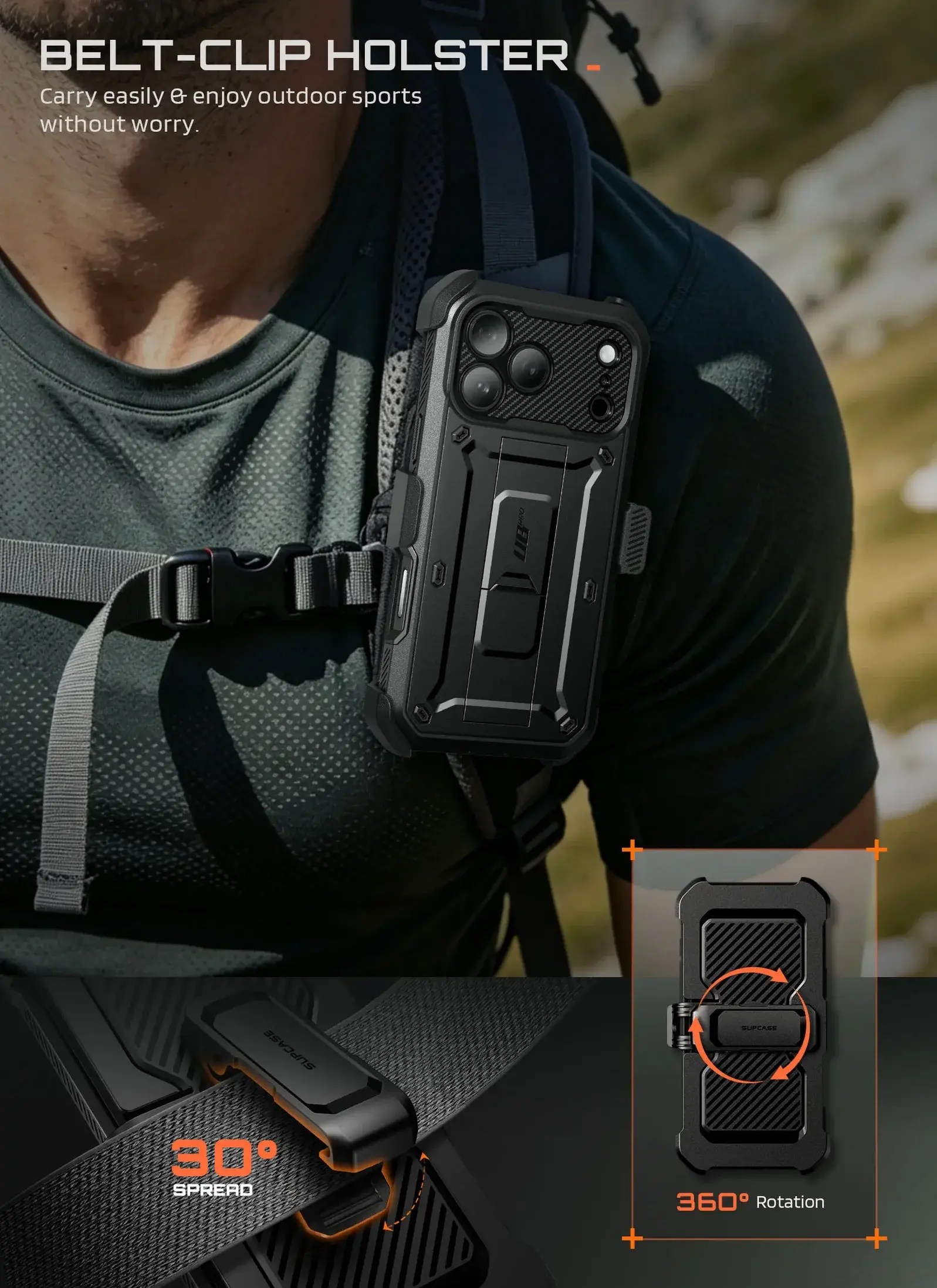 SUPCASE UB Pro iPhone 18 Pro / 17 Pro Hoesje Full Protect Kickstand Zwart afbeelding 6