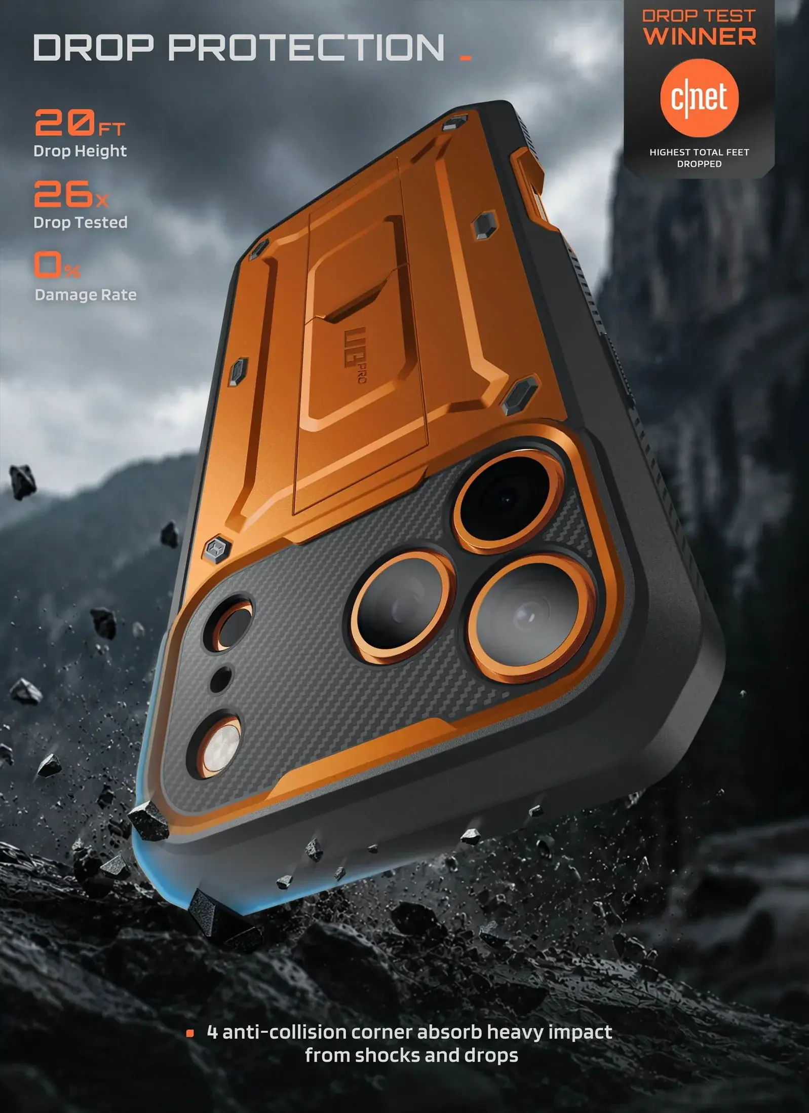SUPCASE UB Pro iPhone 18 Pro / 17 Pro Hoesje Full Protect Kickstand Oranje afbeelding 2