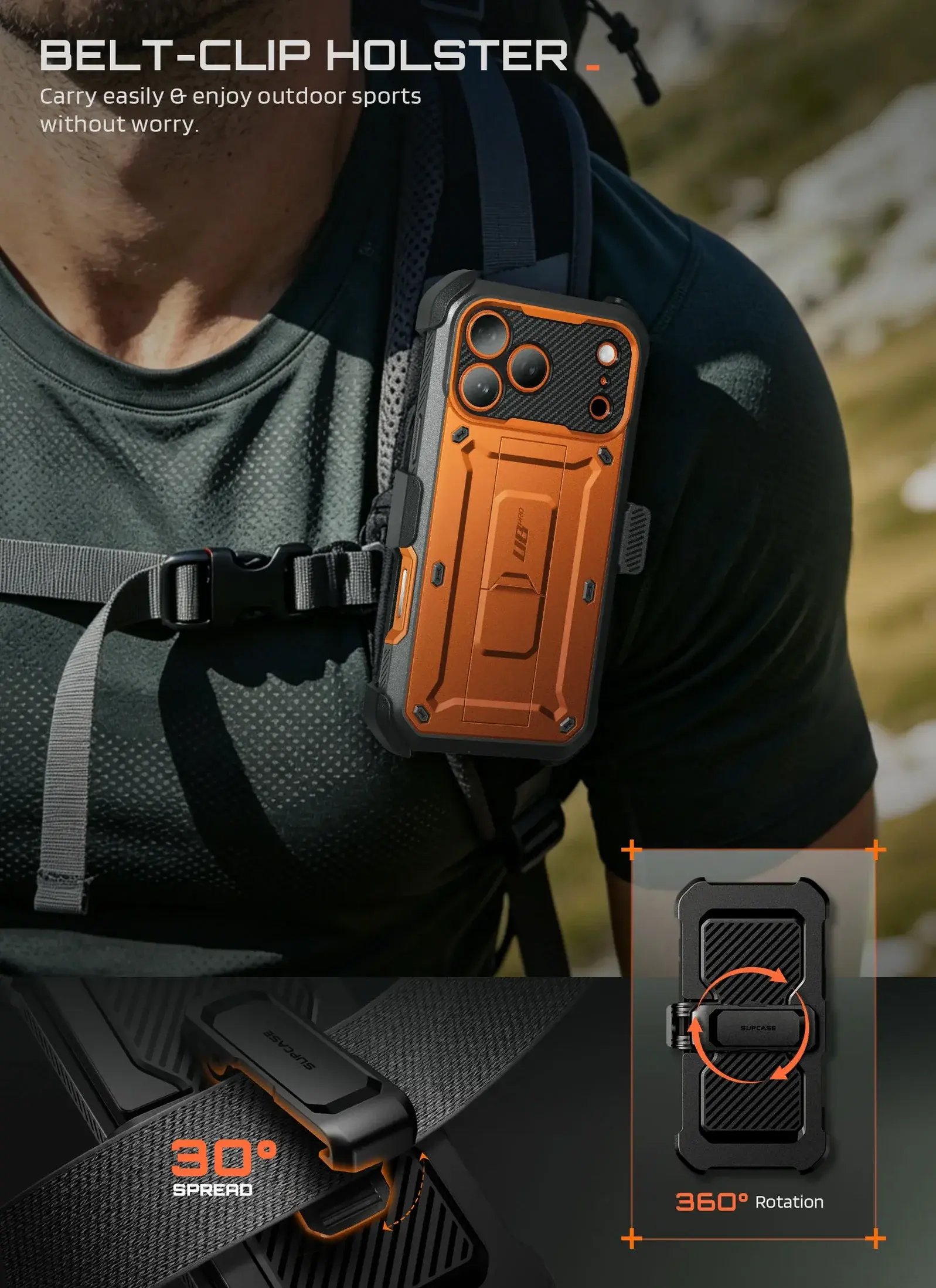 SUPCASE UB Pro iPhone 18 Pro / 17 Pro Hoesje Full Protect Kickstand Oranje afbeelding 6
