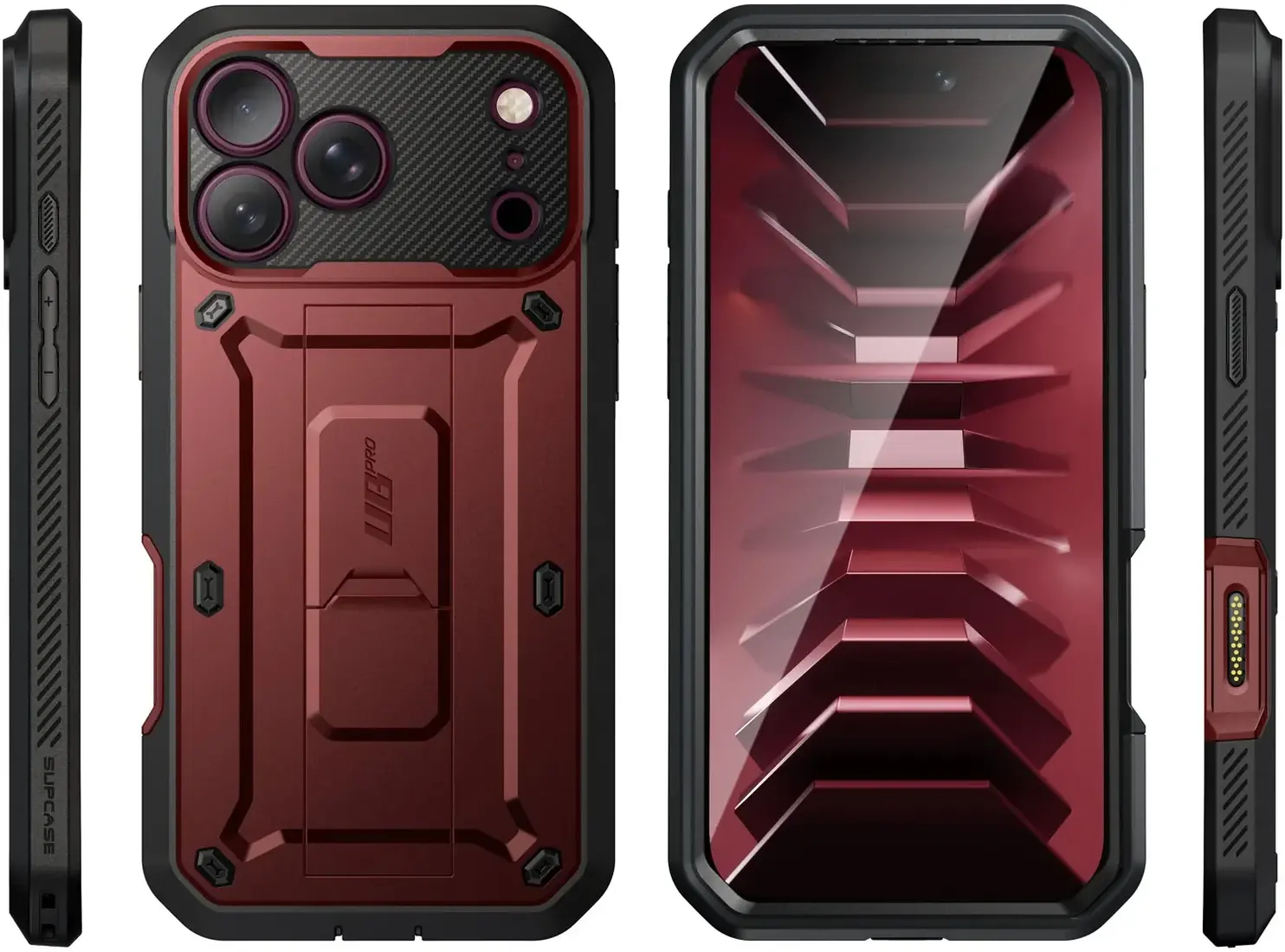 SUPCASE UB Pro iPhone 18 Pro / 17 Pro Hoesje Full Protect Kickstand Burgundy afbeelding 10