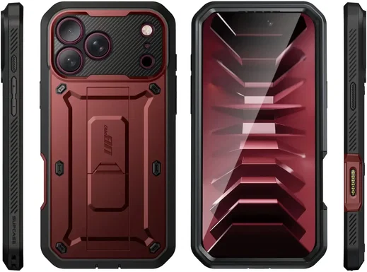 SUPCASE UB Pro iPhone 18 Pro / 17 Pro Hoesje Full Protect Kickstand Burgundy afbeelding 10