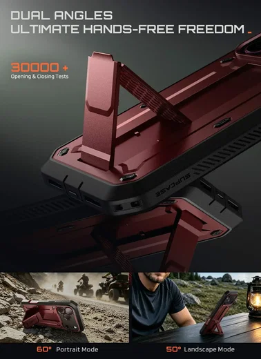 SUPCASE UB Pro iPhone 18 Pro / 17 Pro Hoesje Full Protect Kickstand Burgundy afbeelding 8