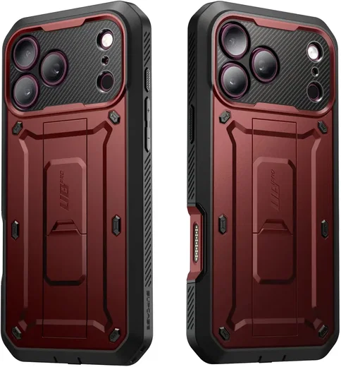 SUPCASE UB Pro iPhone 18 Pro / 17 Pro Hoesje Full Protect Kickstand Burgundy afbeelding 11