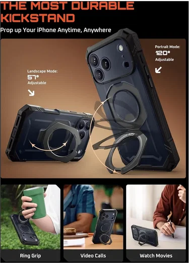 SUPCASE UB Grip Apple iPhone 18 Pro Hoesje MagSafe Full Protect Zwart afbeelding 3