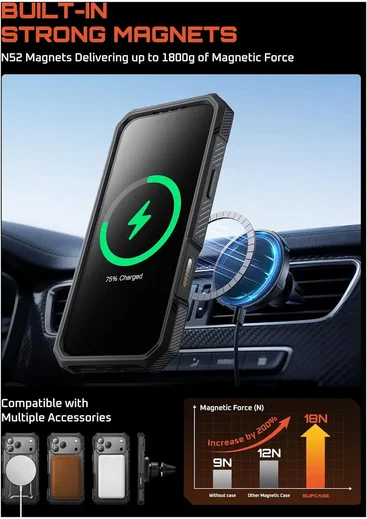 SUPCASE UB Grip Apple iPhone 18 Pro Hoesje MagSafe Full Protect Zwart afbeelding 5