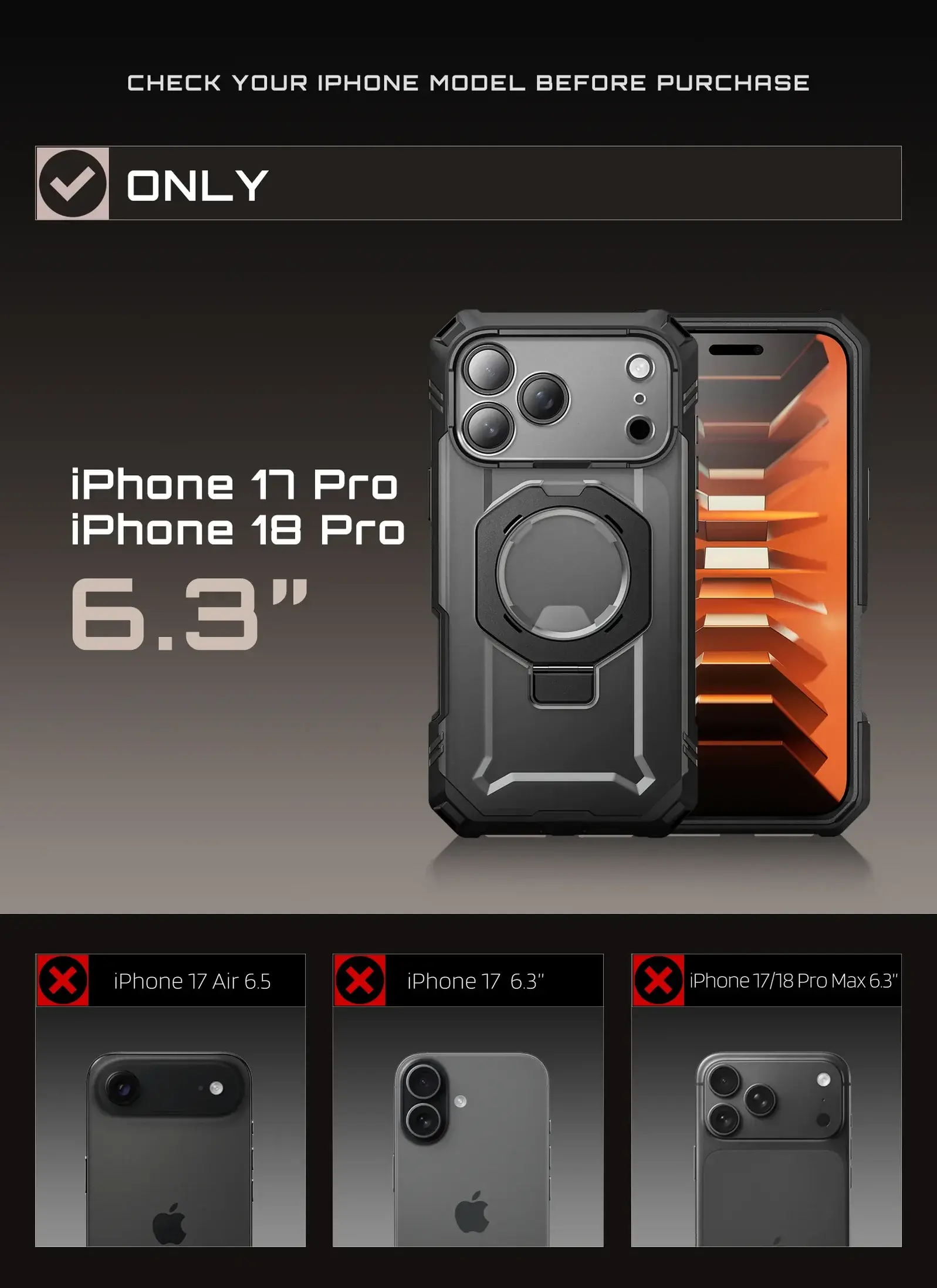 SUPCASE UB Grip Pro iPhone 18 Pro / 17 Pro Hoesje Full Protect MagSafe Zwart afbeelding 5