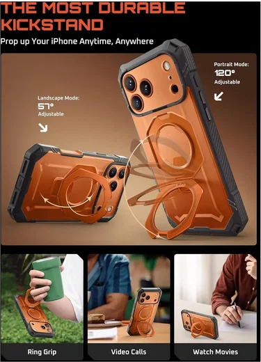 SUPCASE UB Grip Apple iPhone 18 Pro Hoesje MagSafe Full Protect Oranje afbeelding 3