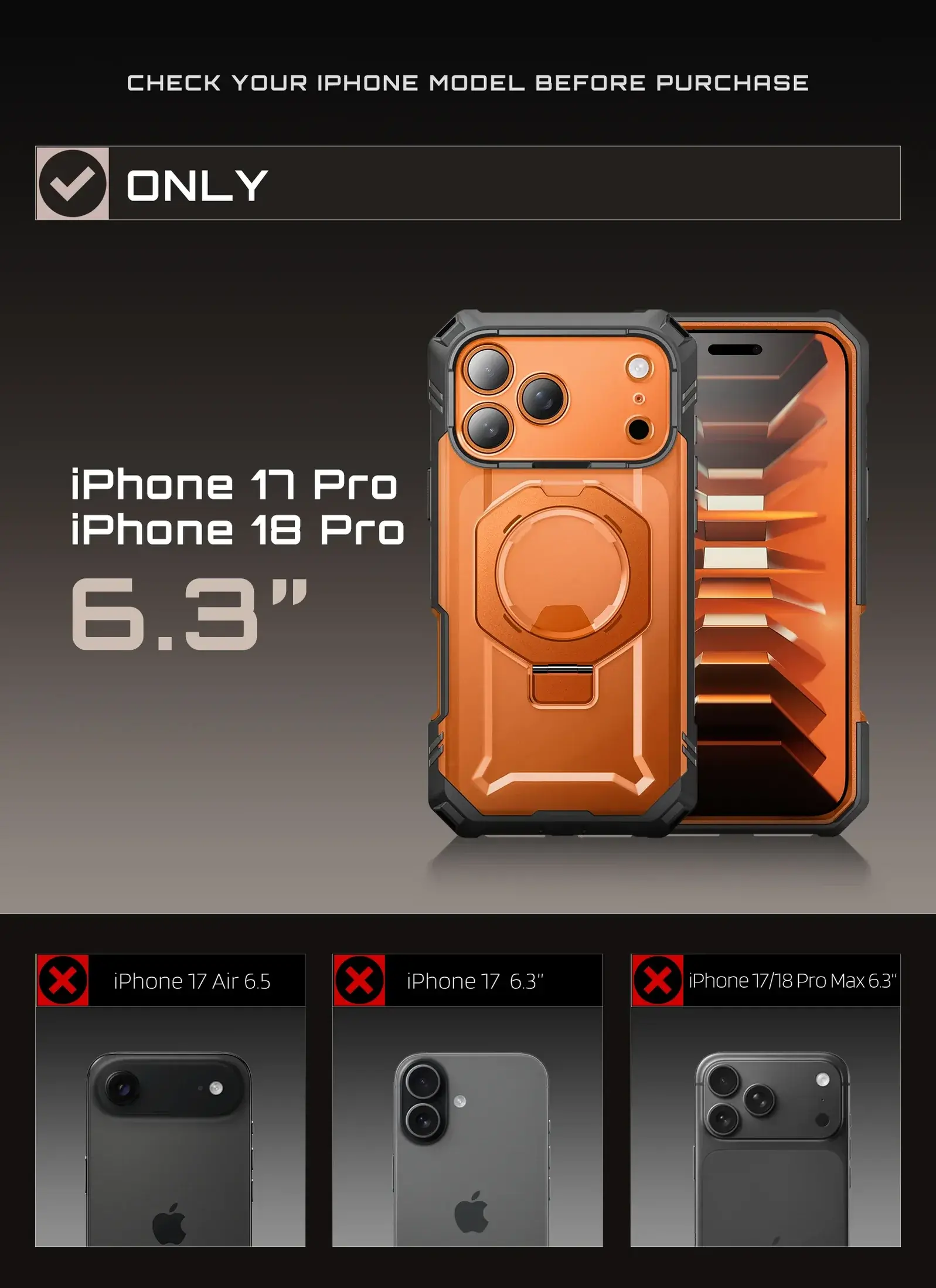 SUPCASE UB Grip Pro iPhone 18 Pro / 17 Pro Hoesje Full Protect MagSafe Oranje afbeelding 5