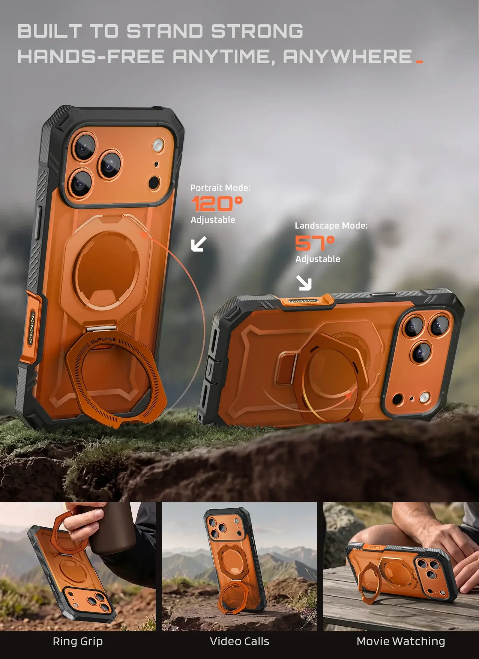 SUPCASE UB Grip Pro iPhone 18 Pro / 17 Pro Hoesje Full Protect MagSafe Oranje afbeelding 7
