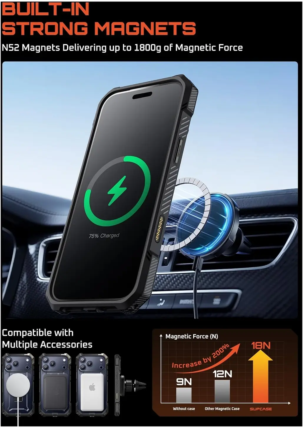 SUPCASE UB Grip Apple iPhone 18 Pro Max Hoesje MagSafe Kickstand Zwart afbeelding 5