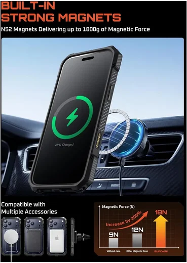 SUPCASE UB Grip Apple iPhone 18 Pro Max Hoesje MagSafe Kickstand Zwart afbeelding 5