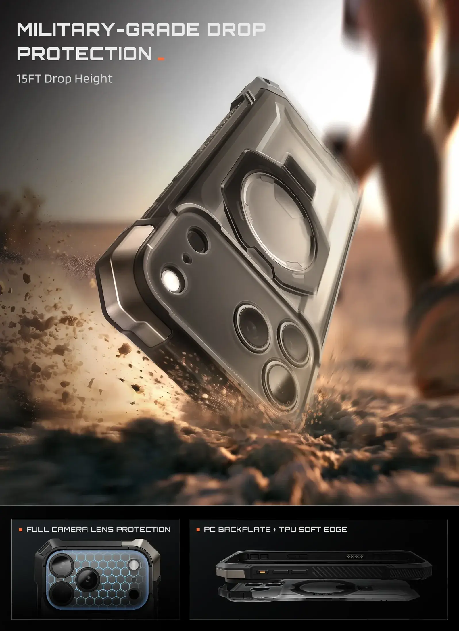 SUPCASE UB Grip iPhone 18 Pro Max / 17 Pro Max Hoesje MagSafe Kickstand Zwart afbeelding 2
