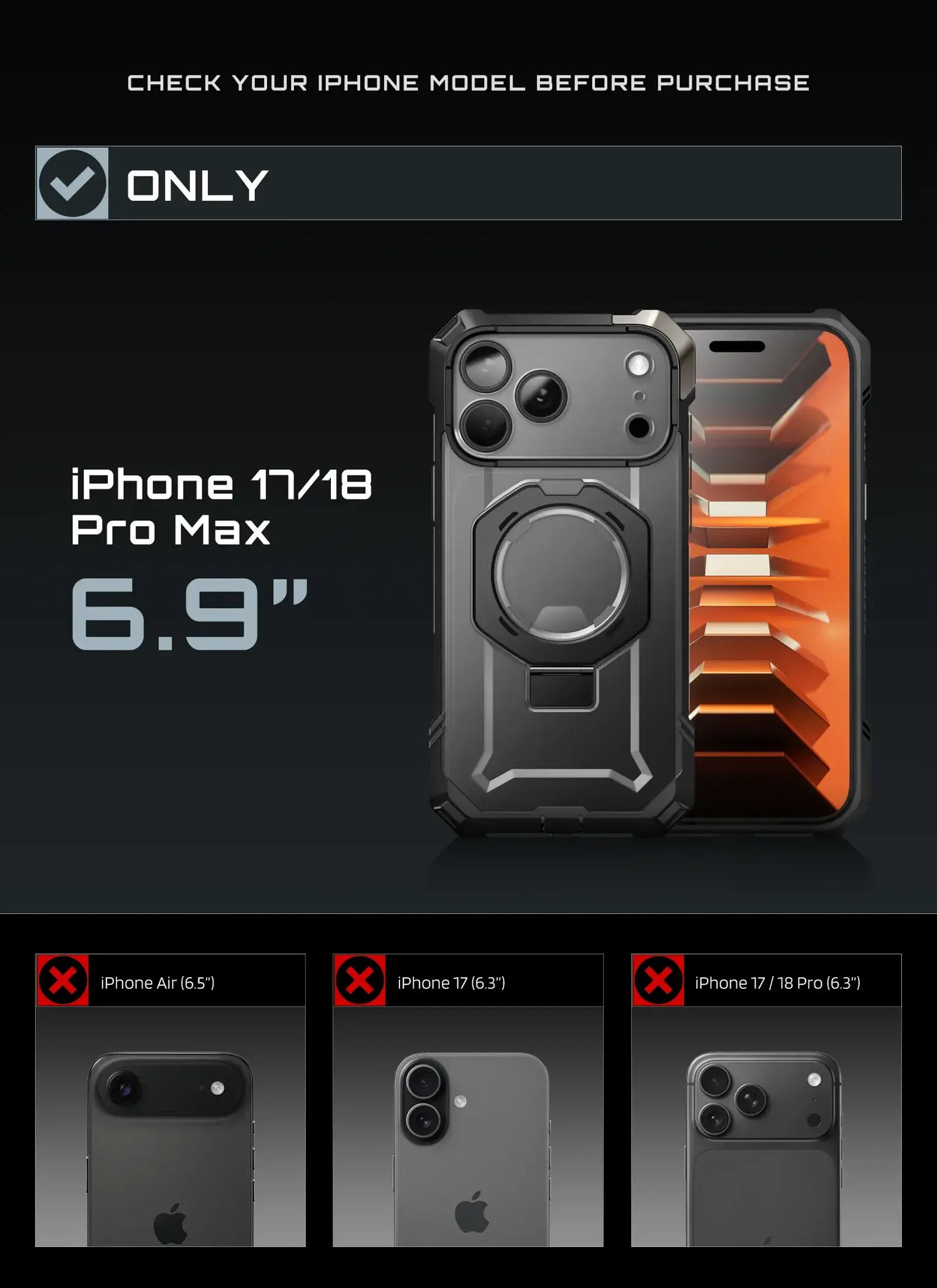 SUPCASE UB Grip iPhone 18 Pro Max / 17 Pro Max Hoesje MagSafe Kickstand Zwart afbeelding 5