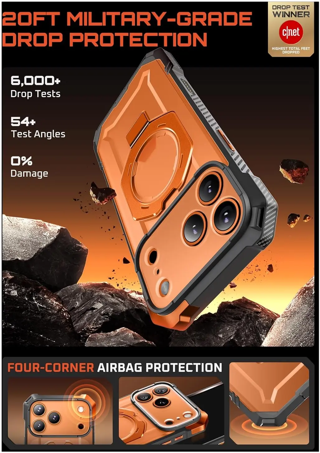 SUPCASE UB Grip Apple iPhone 18 Pro Max Hoesje MagSafe Kickstand Oranje afbeelding 2