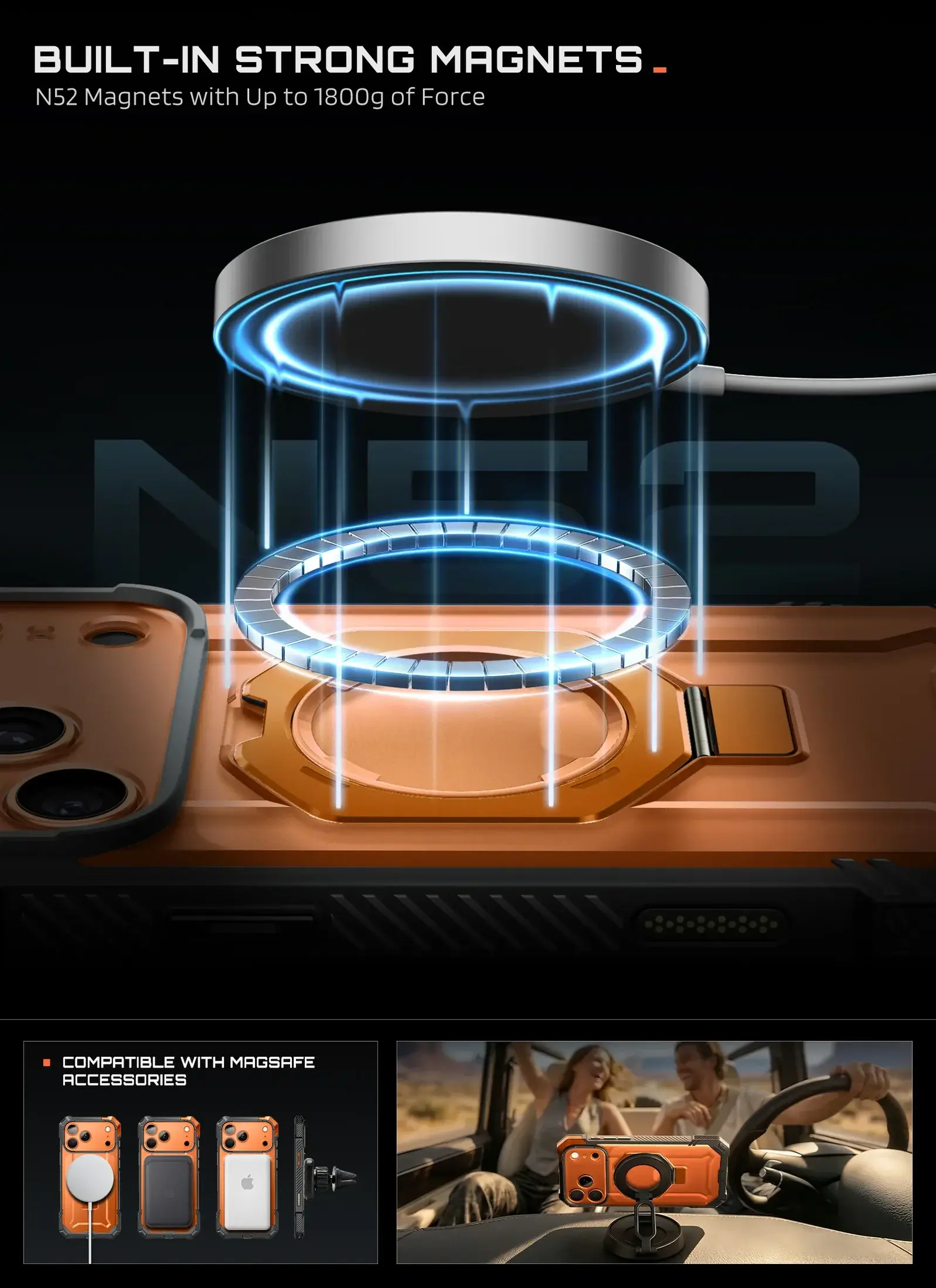 SUPCASE UB Grip iPhone 18 Pro Max / 17 Pro Max Hoesje MagSafe Kickstand Oranje afbeelding 4