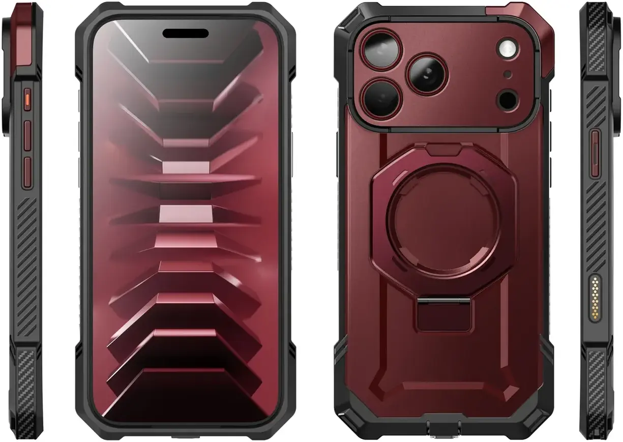 SUPCASE UB Grip iPhone 18 Pro Max / 17 Pro Max Hoesje MagSafe Kickstand Burgundy afbeelding 9
