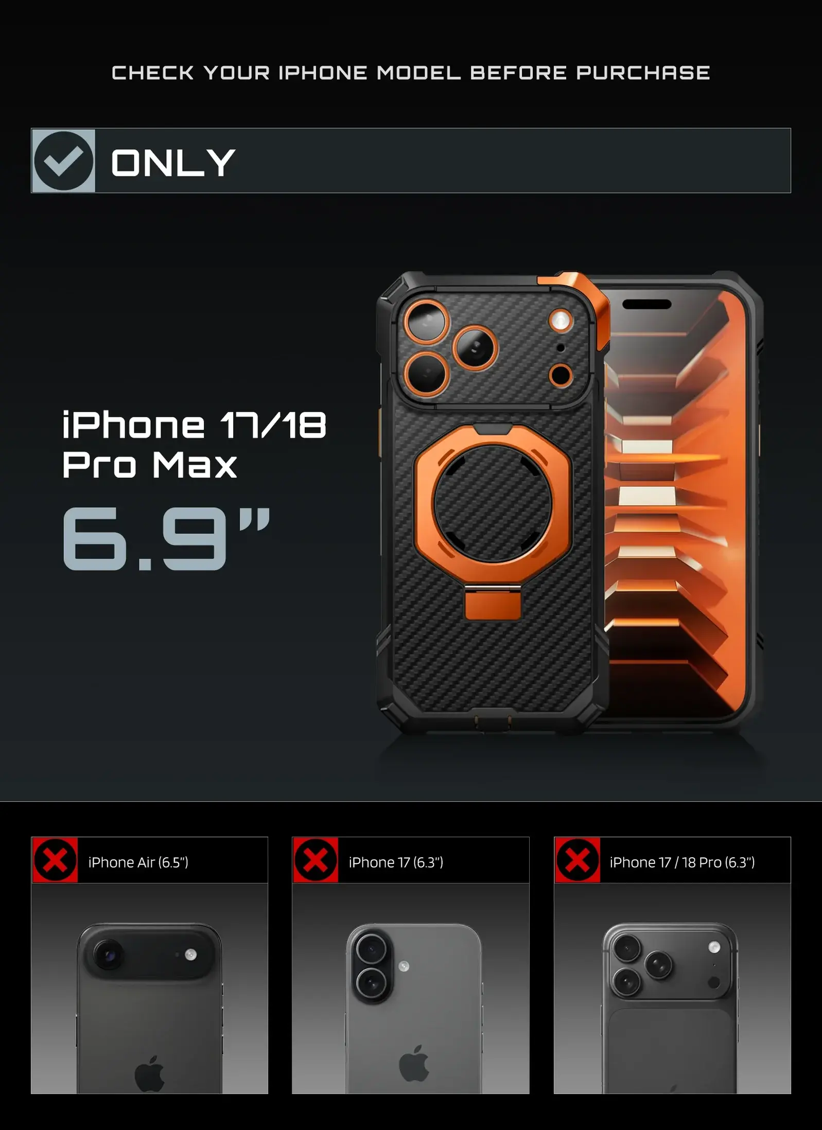 SUPCASE UB Grip iPhone 18 Pro Max / 17 Pro Max Hoesje MagSafe Kickstand Carbon afbeelding 5